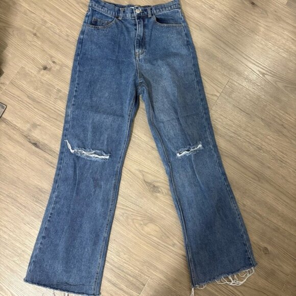 Emory Park High Rise Flare Jeans Ripped Sz 2 - Picture 1 of 9